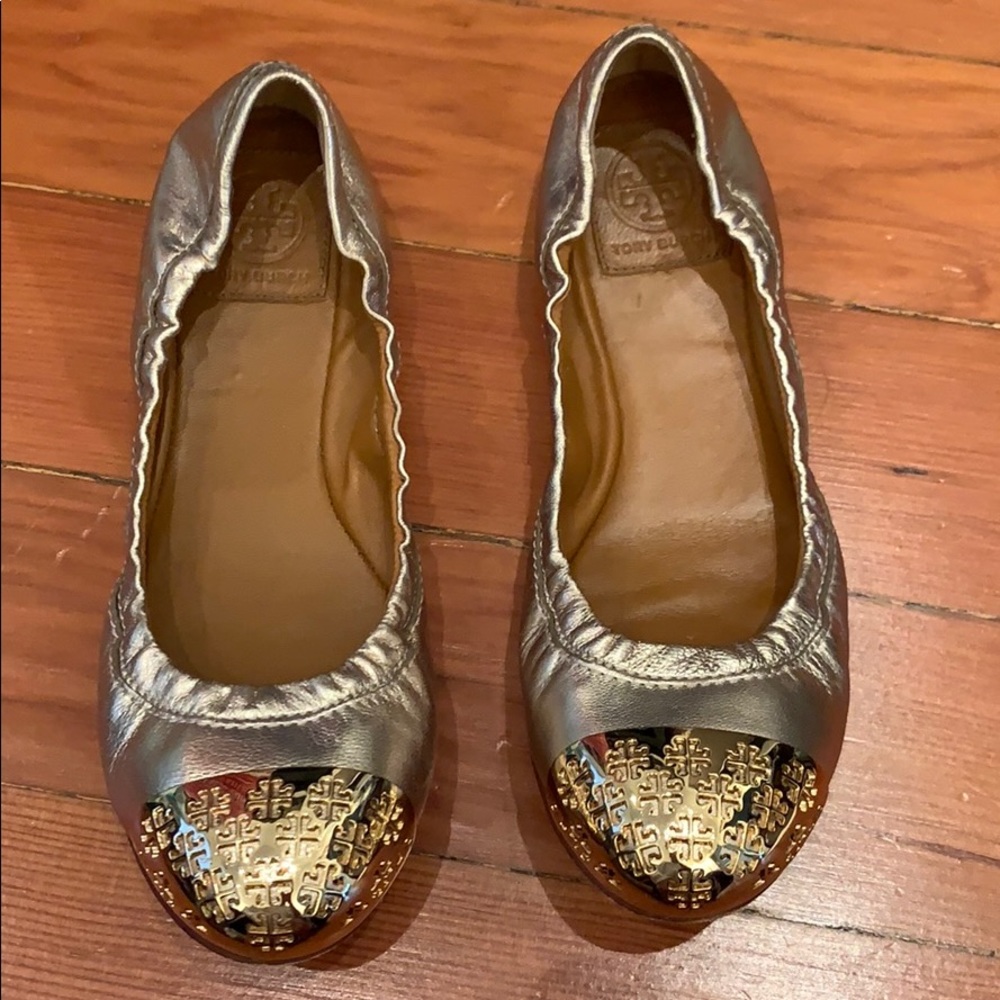 Tory Burch Cami gold cap gold ballet flats